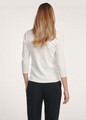 Cream V-neck women's blouse LSLDT-0036-12(Z24), product view from the back on the model, half of the silhouette visible.