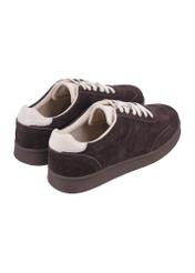 Dark brown suede sports shoes BUTYD-1317-1 I(Z26), back view of the product on a white background.