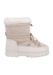 Cream women's snow boots BUTYD-1315-0C(Z26), side view of the product on a white background.