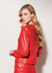 Women's red leather jacket KURDS-0209-4156(W23)-03