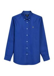 Navy blue men's cotton shirt KOSMT-0346-17(Z25), front product view on white background.