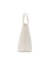 Cream leather shopper bag TORES-1272-0B(W26), side product view on white background.