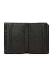 Black men's leather wallet with PORMS-0665-99(Z25) logo, product view from the inside on a white background.
