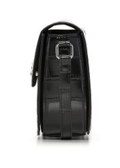 Black small croco shoulder bag TOREC-1244-9G(Z26) - side view of the product, on a white background.