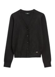 Black women's cardigan KARDT-0061-99(W26), front product view on white background.