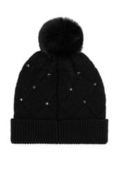 Black women's hat with rhinestones CZADT-0213-99(Z25), product view from the back on a white background.