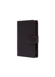 Brown men's leather wallet PORMS-0704-1H(Z26), diagonal product view on white background.