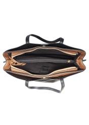 Black large women's handbag TOREC-1054-99(Z25), view of the inside of the product on a white background.