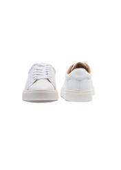 White leather sports shoes BUTYM-0503A-0B(W26), front and back product view on white background.