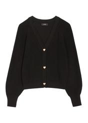 Black women's cardigan KARDT-0062-99(Z26), front product view on white background.