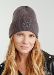 Women's grey winter cap CZADT-0172-91(Z23)-01