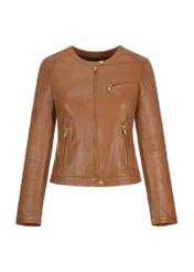 Women's brown leather jacket KURDS-0154-4155(W23)-05