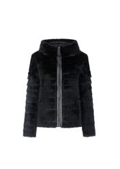 Women's short fur coat with hood FUTDF-0053-5500(Z21)-02