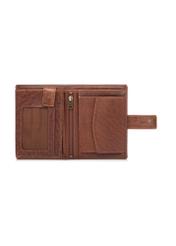 Men's leather wallet in cognac color PORMS-0692-1H(W26) - product view from above, on a white background.