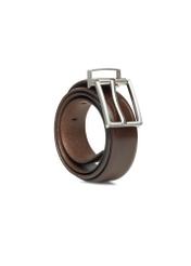 Men's brown leather belt PASMS-0263-1I(W26), diagonal view of the product on a white background.