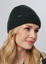 Women's green winter cap CZADT-0162-54(Z23)-01