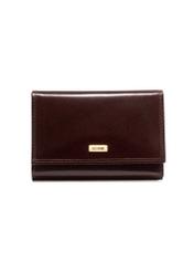 Brown leather women's wallet PL-189-1H(KS), front product view on white background.