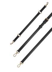 Black women's handbag with stitching TOREC-1380-99(Z26), view of the product strap on a white background.