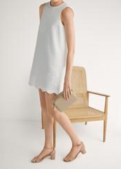 Beige women's leather sandals BUTYD-1179-1B(W26), side view of the product on the model's feet.