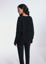 Black woolen women's sweater SWEDT-0215-99(Z24)-03