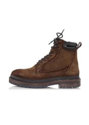 Brown leather men's ankle boots BUTYM-0423B-1I(Z26), side product view on white background.