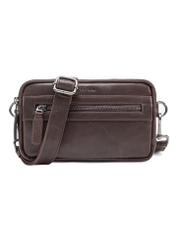 Men's brown leather waist bag TORMS-0462-89(Z25), product view from the front on a white background.