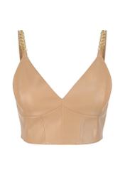 Beige imitation leather top TOPDP-0001-81(W23)-05