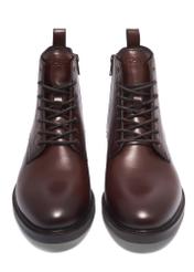 Dark brown men's leather ankle boots BUTYM-0580-1I(Z26), front product view on white background.