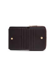 Small brown women's wallet with monogram POREC-0349A-1I(Z26), product view inside on white background.