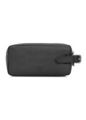 Black leather men's cosmetic bag TORMS-0412R-9I(W26), front product view on white background.