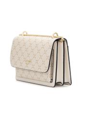 Cream women's messenger bag with monogram TOREC-1156-0P(W26), diagonal product view on a white background.