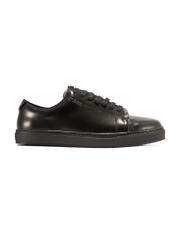 Leather black sports shoes BUTYM-0508-99(Z25), product view from the outside on a white background.