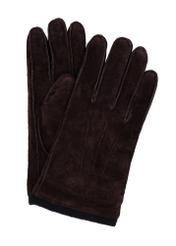 Brown suede men's gloves REKMS-0093-1I(Z26) - product view from above, on a white background.