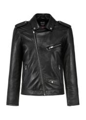 Men's genuine leather biker jacket KURMS-0292-99(KS), front product view on white background.