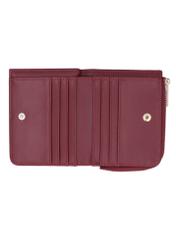 Burgundy small women's wallet POREC-0400A-4D(Z26) - product view from above, on white background.