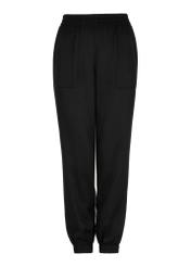 Black women's pants with ribbed cuffs SPODT-0093-99(W24)-03