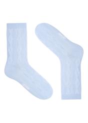 Set of women's long socks with an openwork pattern ZESDT-0049-00(Z26) - product view from above, on a white background.