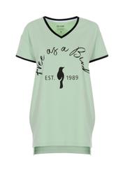 Pistachio V-neck T-shirt for women TSHDT-0065-50(W21)-02