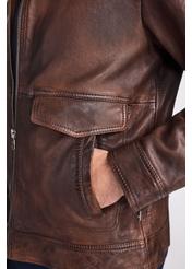 Brown men's vintage leather jacket KURMS-0356-2623(W25)-04