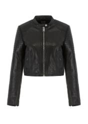 Women's black leather jacket KURDS-0321A-1293(W24)-05