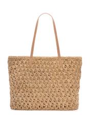Straw shopper bag TOREC-1218-1E(W26) - product view from the back, on a white background.