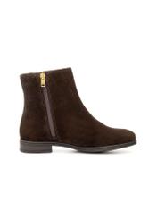 Dark brown suede women's ankle boots BUTYD-1193-1I(Z26), product view from the inside on a white background.