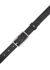 Women's leather belt in black PASDS-0307-99(W26) - product view from above, on a white background.
