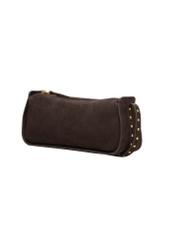 Brown suede women's handbag TORES-1383-1I(Z26) - diagonal product view, on a white background.