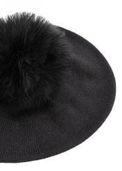 Black women's beret with a pompom CZADT-0180-99(Z24)-03