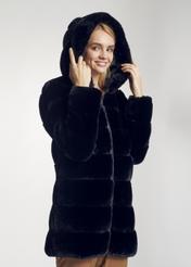 Women's artificial fur coat with hood FUTDP-0001-99(Z21)-05