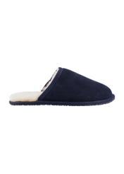 Men's dark navy suede slippers BUTYM-0551-7E(Z26), side view on a white background.