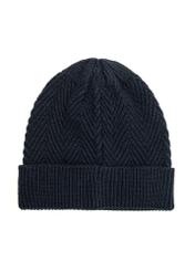 Navy blue men's herringbone cap CZAMT-0057-7E(Z26), product view from the back on a white background.