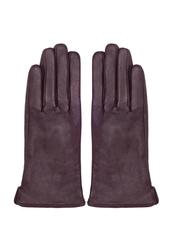 Women's burgundy leather gloves REKDS-0001-49(Z24)