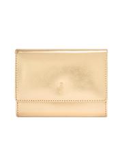 Women's gold leather wallet PORES-0959-2X(W26) - front product view, on white background.